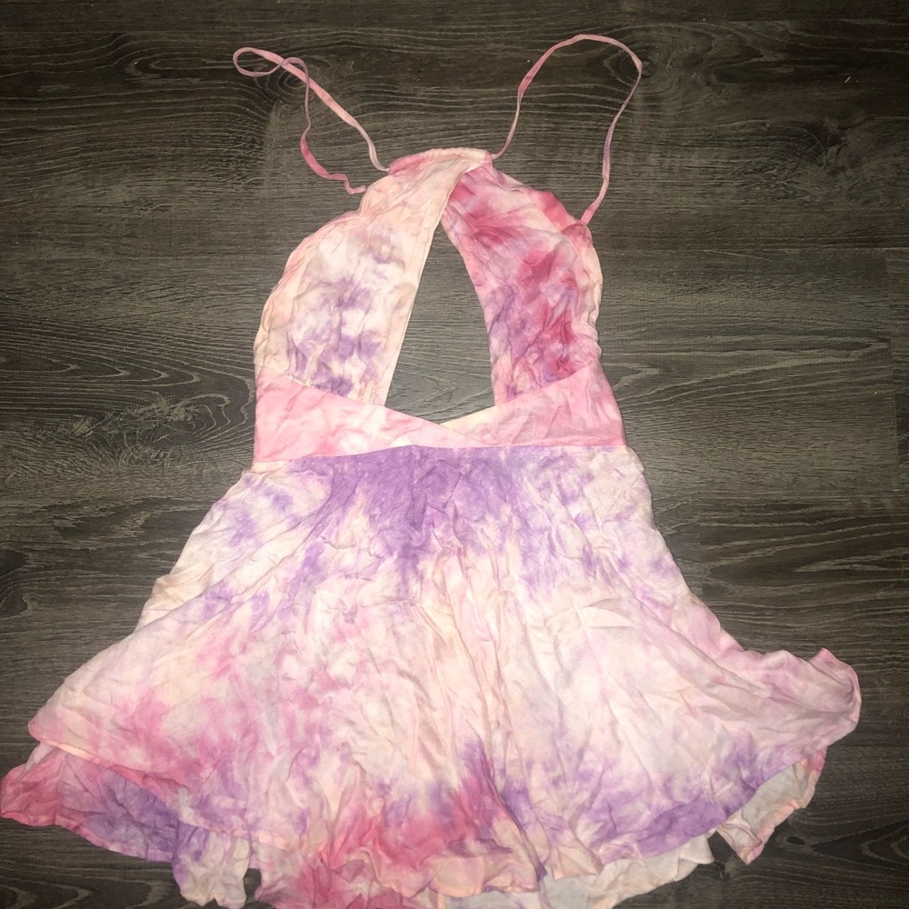Nasty Gal tie-dye halter dress